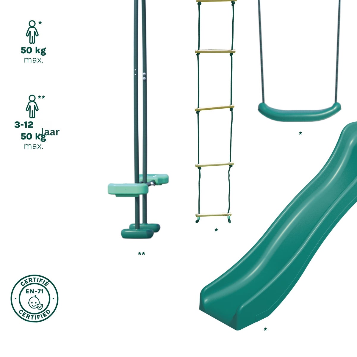 Soulet Speeltoestel Murier met Glijbaan, Schommel, Wip en Touwladder