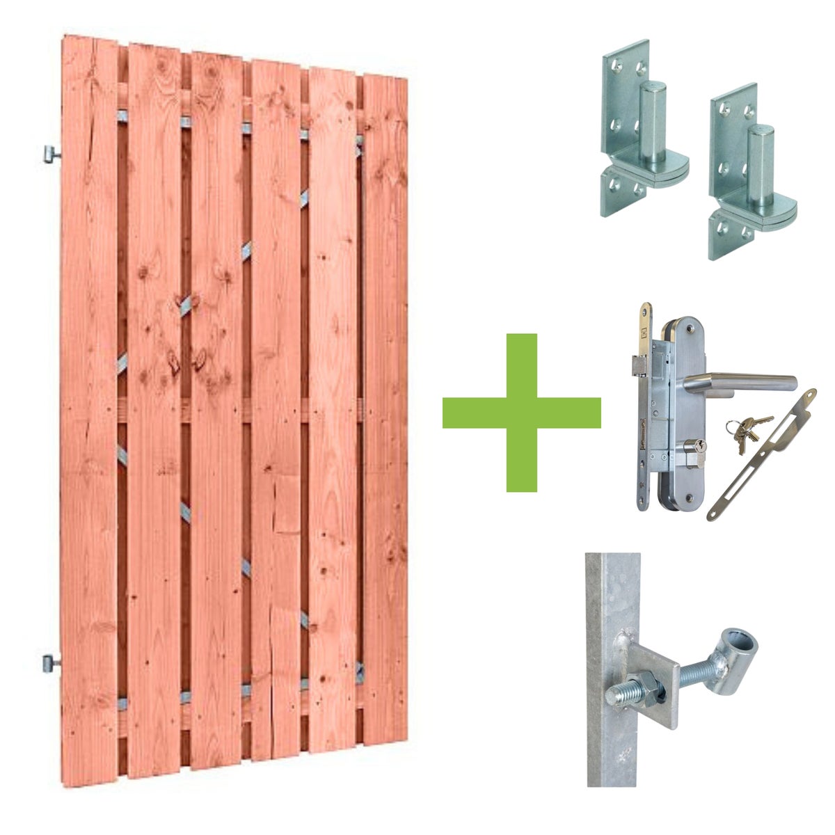 Tuinpoort Douglas 100x195cm met IJzeren Frame en Inbouwslot