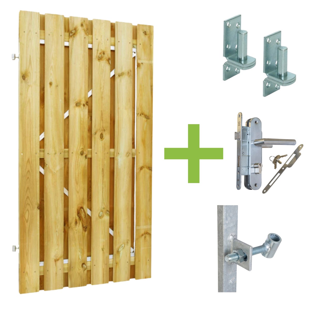 Tuinpoort Grenen 100x195cm met IJzeren Frame en Inbouwslot