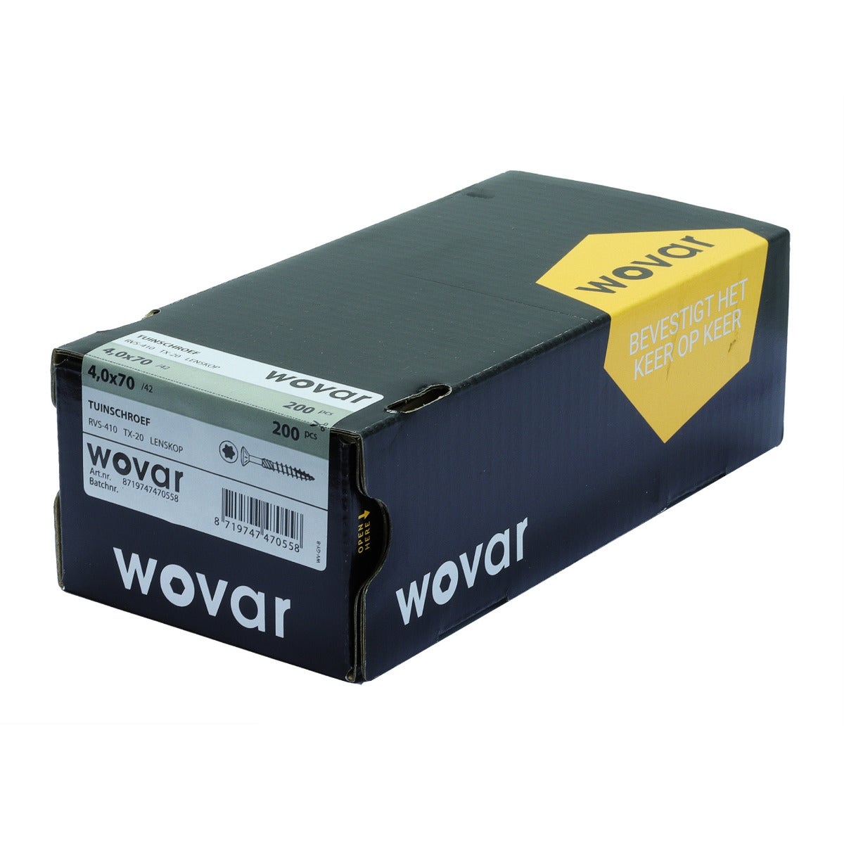 Tuinschroeven RVS 410 4 x 70 mm Torx 20 met snijpunt - Doos 200 Stuks