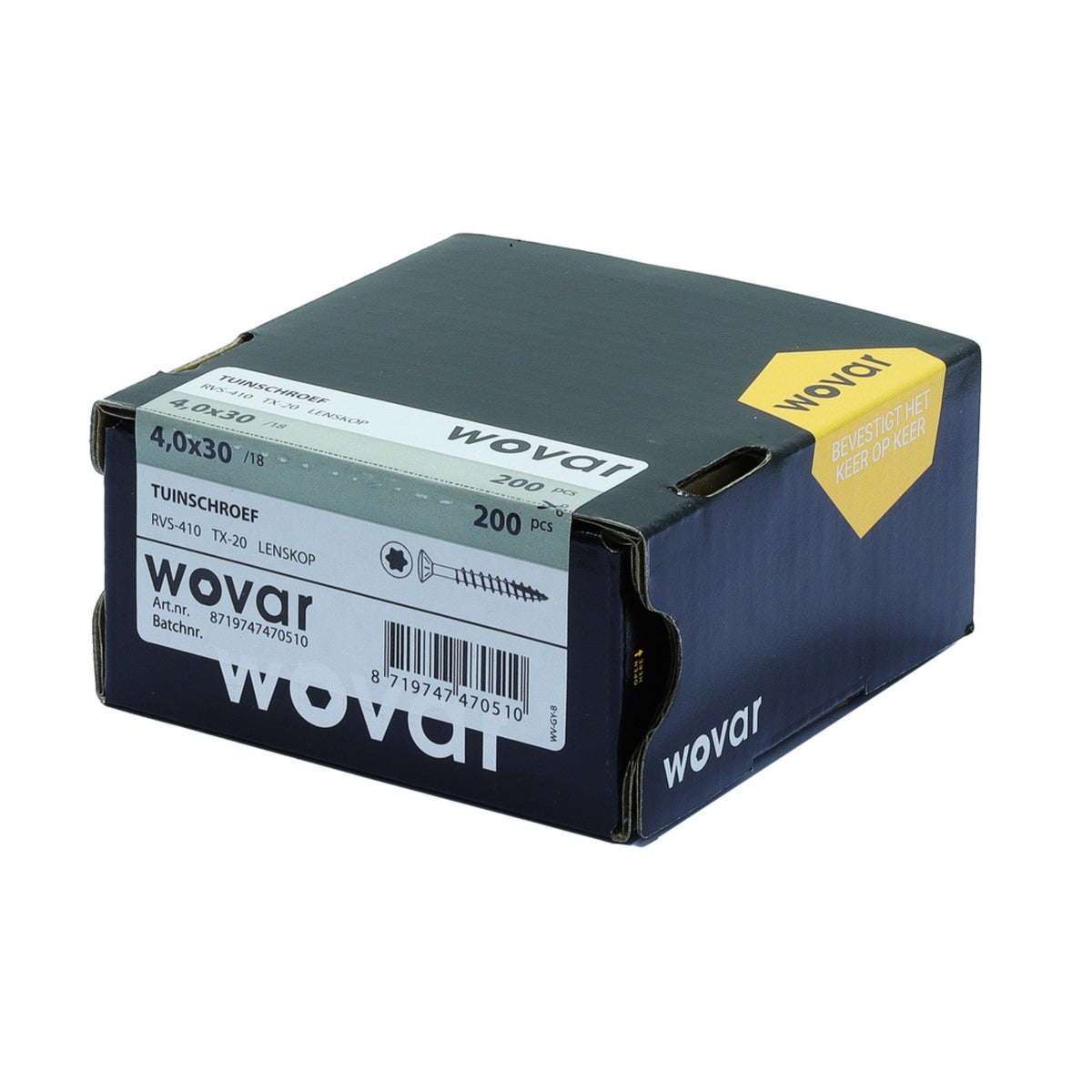 Tuinschroeven RVS 410 4 x 30 mm Torx 20 met snijpunt - Doos 200 Stuks