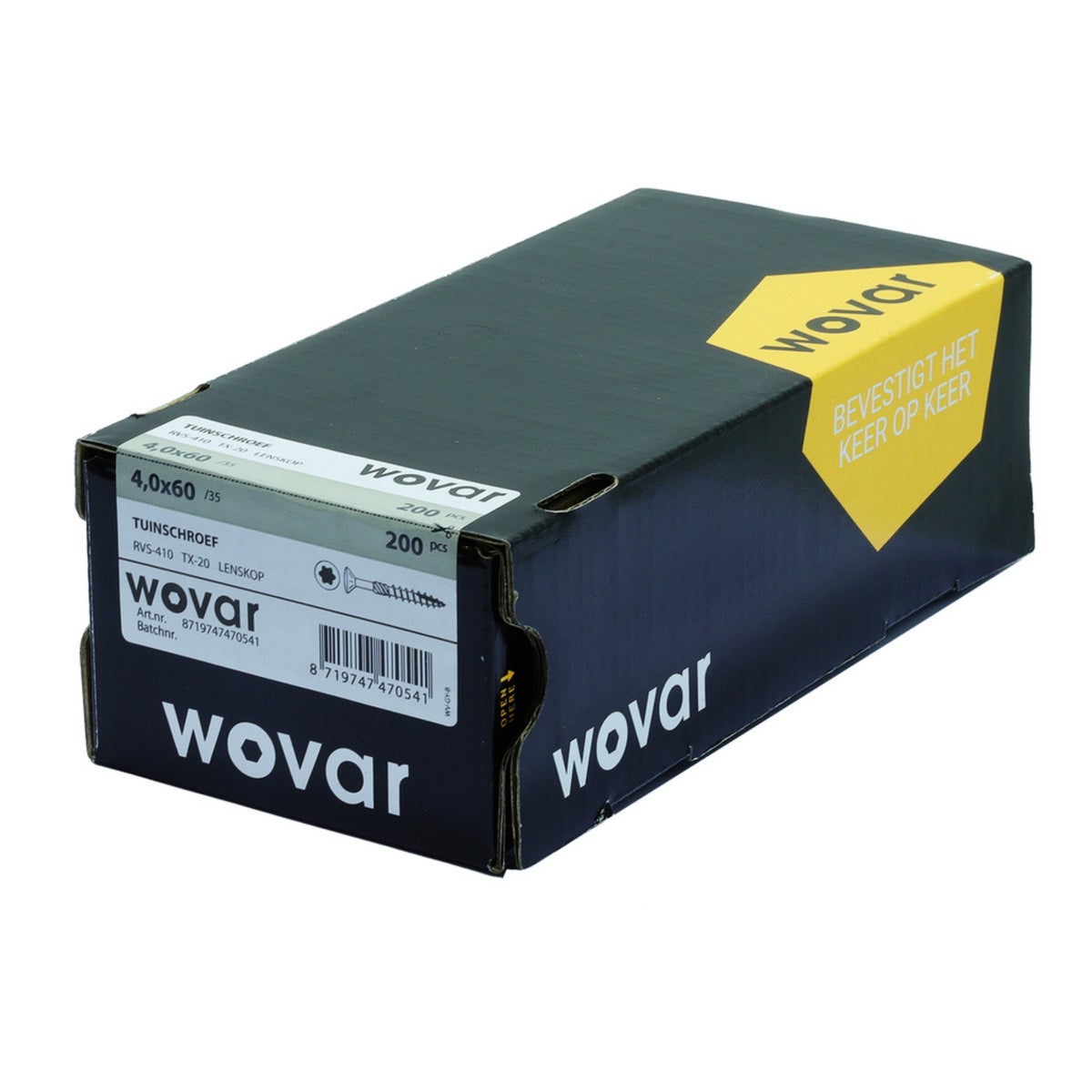 Tuinschroeven RVS 410 4 x 60 mm Torx 20 met snijpunt - Doos 200 Stuks