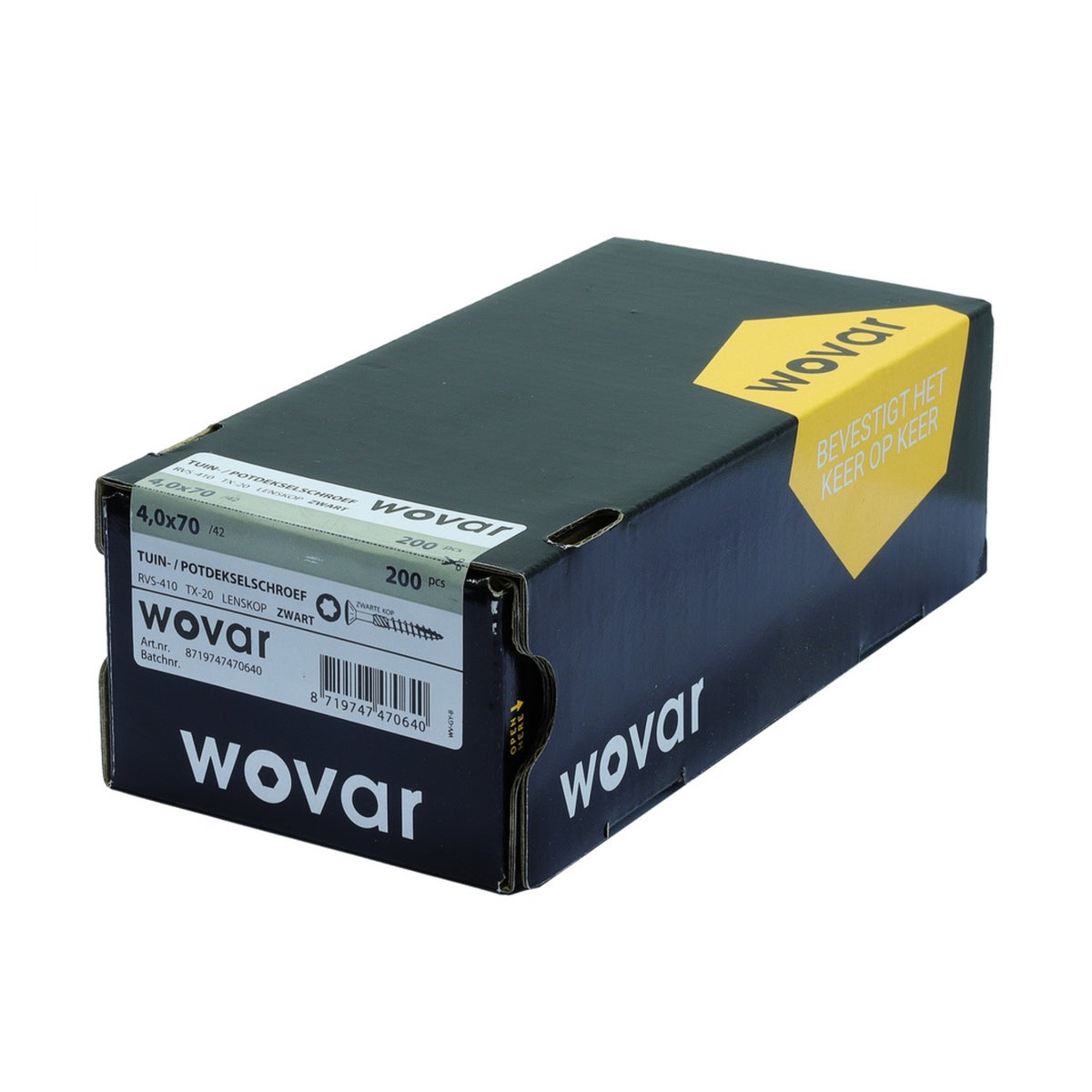 Tuinschroeven Zwart RVS 410 4 x 70 mm Torx 20 met Snijpunt - Doos 200 Stuks