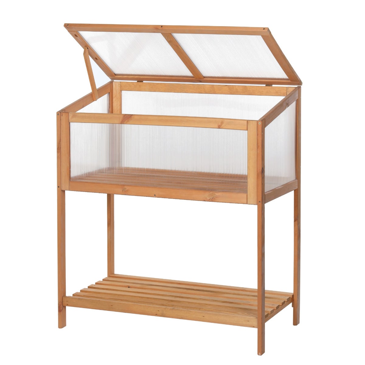 Verhoogde Kweekbak met Kas Deksel Eikenlook 89 x 49 x 101 cm