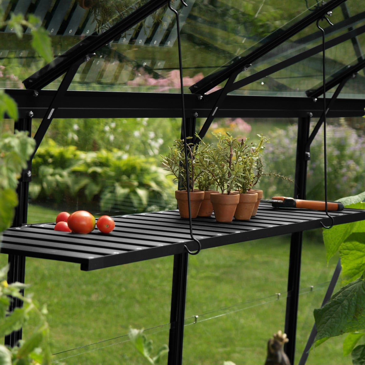 Aluminium Opklapbare Kweekplank Zwart 120 x 31 cm - Uitbreiding Triton Tuinkas