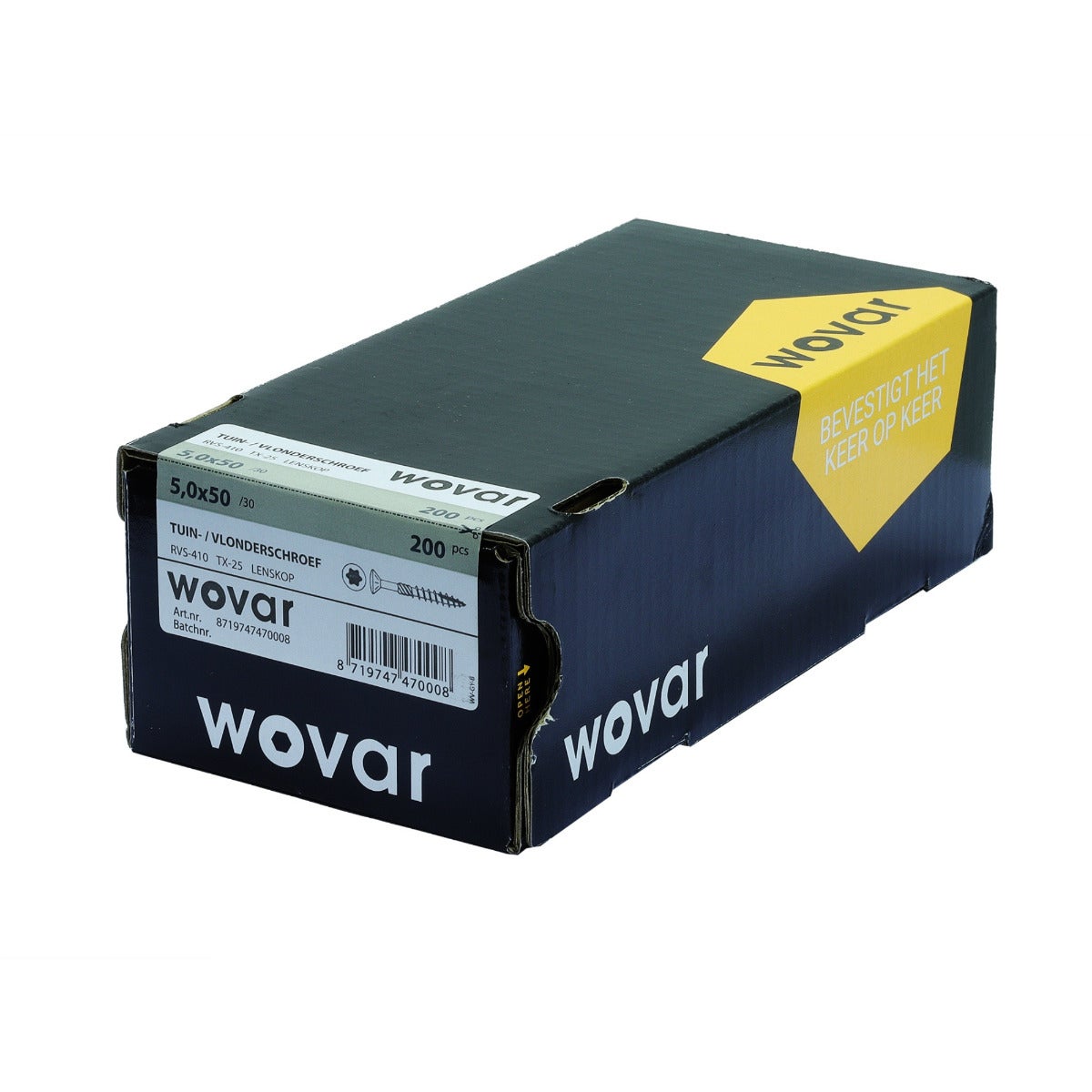 Vlonderschroeven RVS 410 5 x 50 mm Torx 25 met snijpunt - Doos 200 Stuks