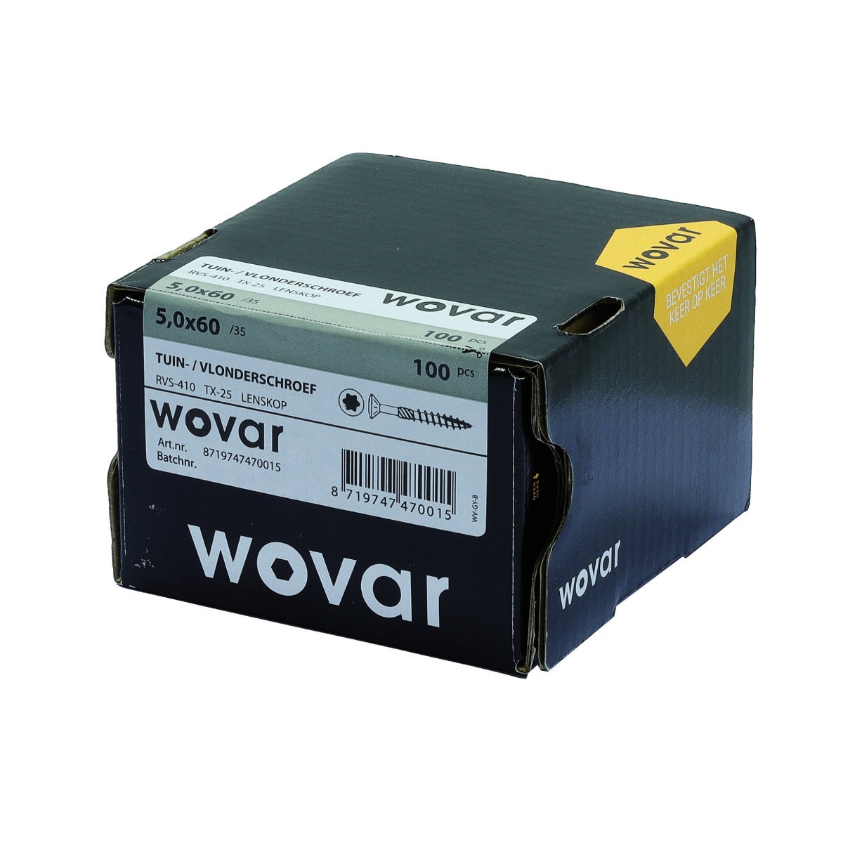 Vlonderschroeven RVS 410 5 x 60 mm Torx 25 met snijpunt - Doos 100 Stuks