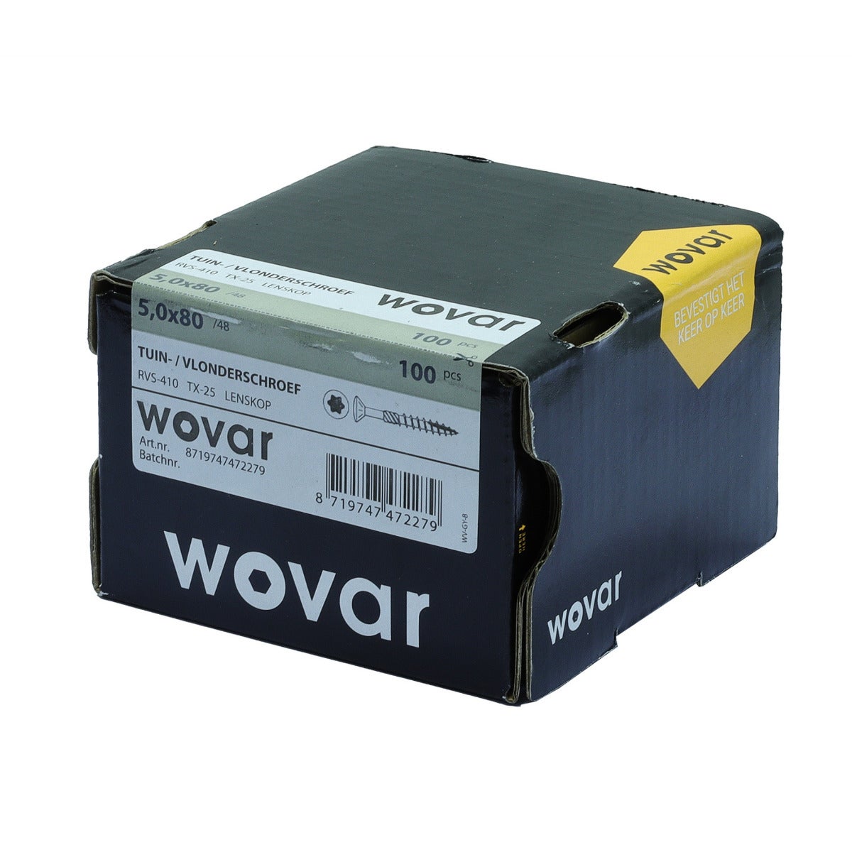 Vlonderschroeven RVS 410 5 x 80 mm Torx 25 met snijpunt - Doos 200 Stuks