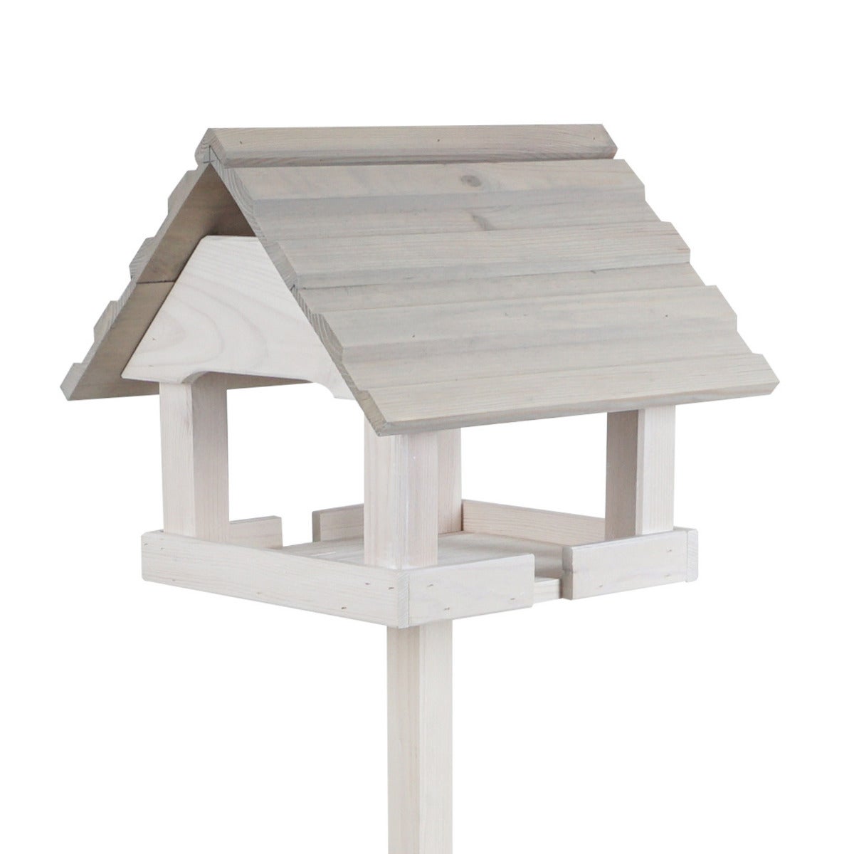 Vogelvoederhuis op Paal Grey/White Wash – Apex Design