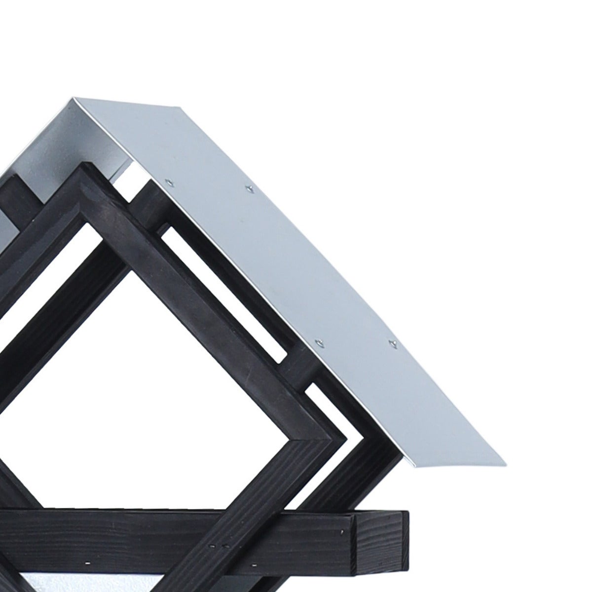 Vogelvoederhuis Zwart Op Paal Met Stalen Dak en Grondpen - Ruit Design