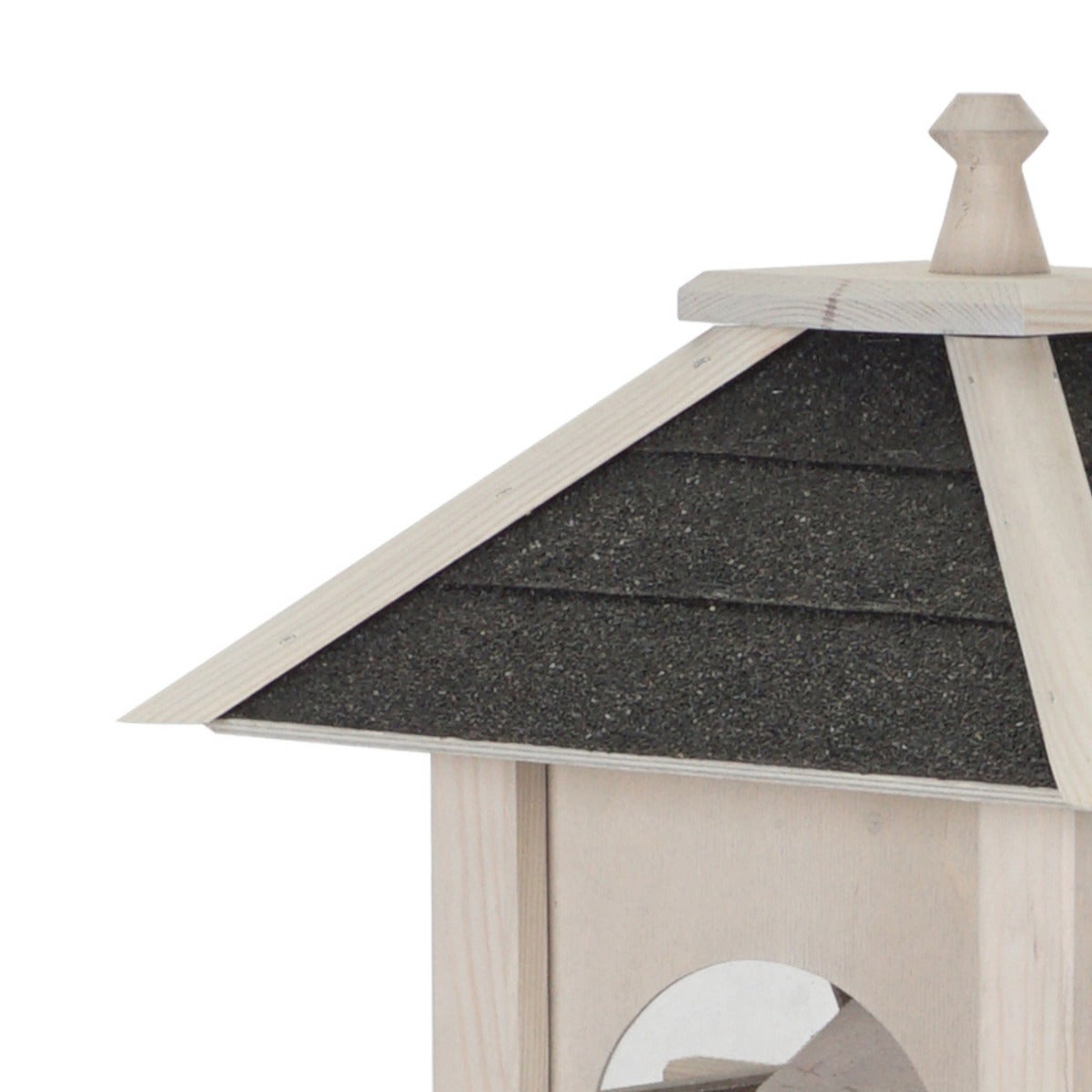 Vogelvoederhuis op Paal met Bitumen Dak - Grey Wash