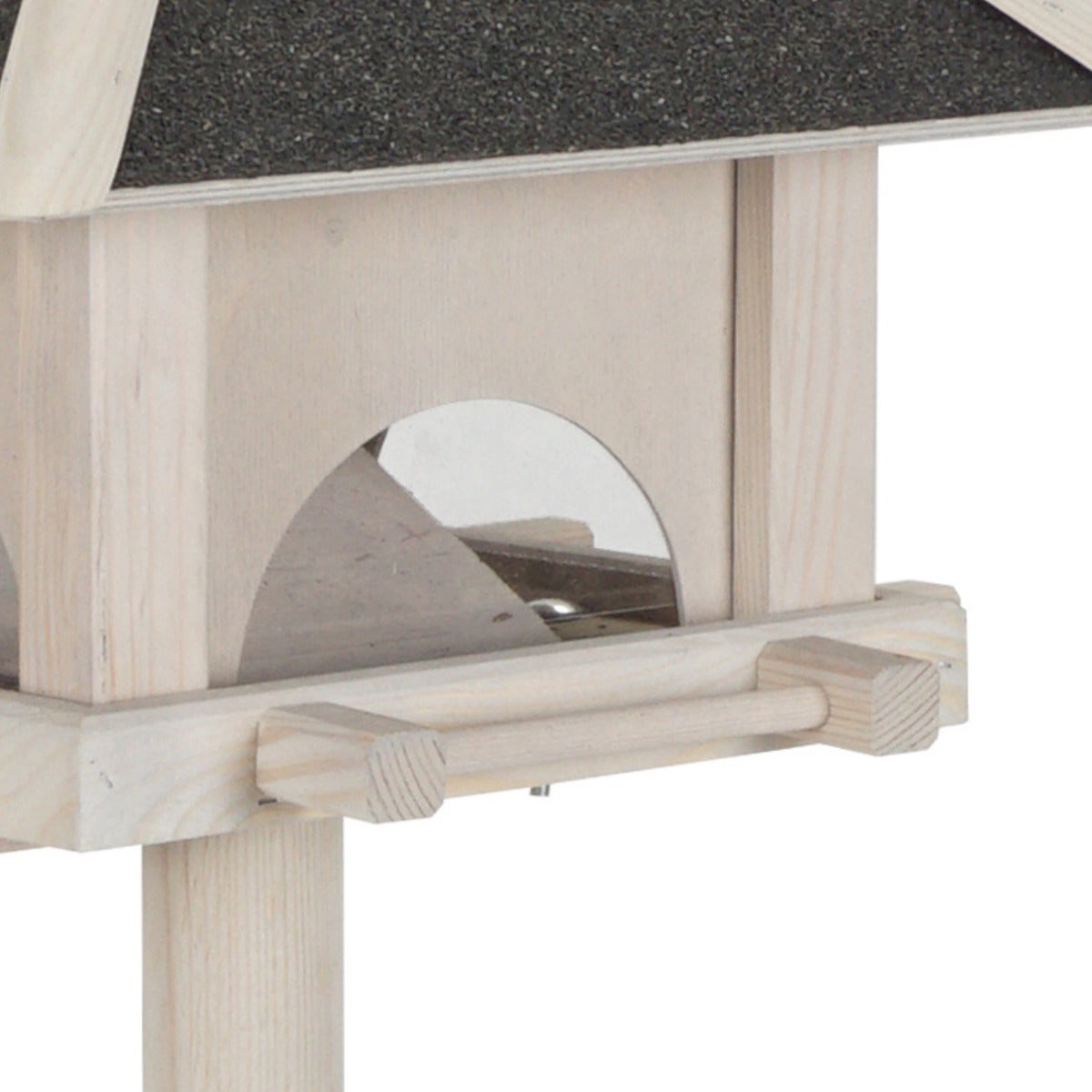 Vogelvoederhuis op Paal met Bitumen Dak - Grey Wash