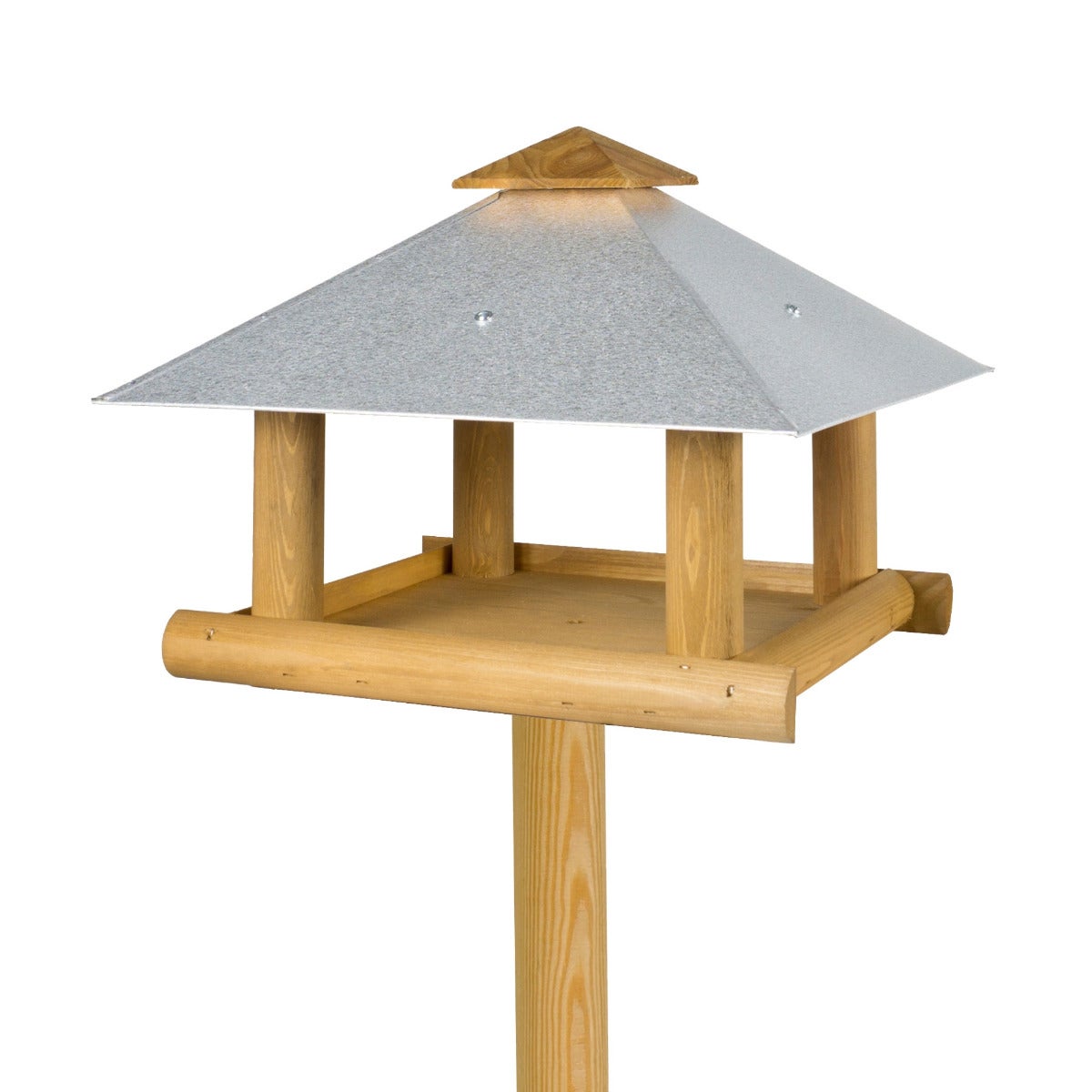 Vogelvoederhuis Op Paal Met Stalen Grondpen - Zinken Dak