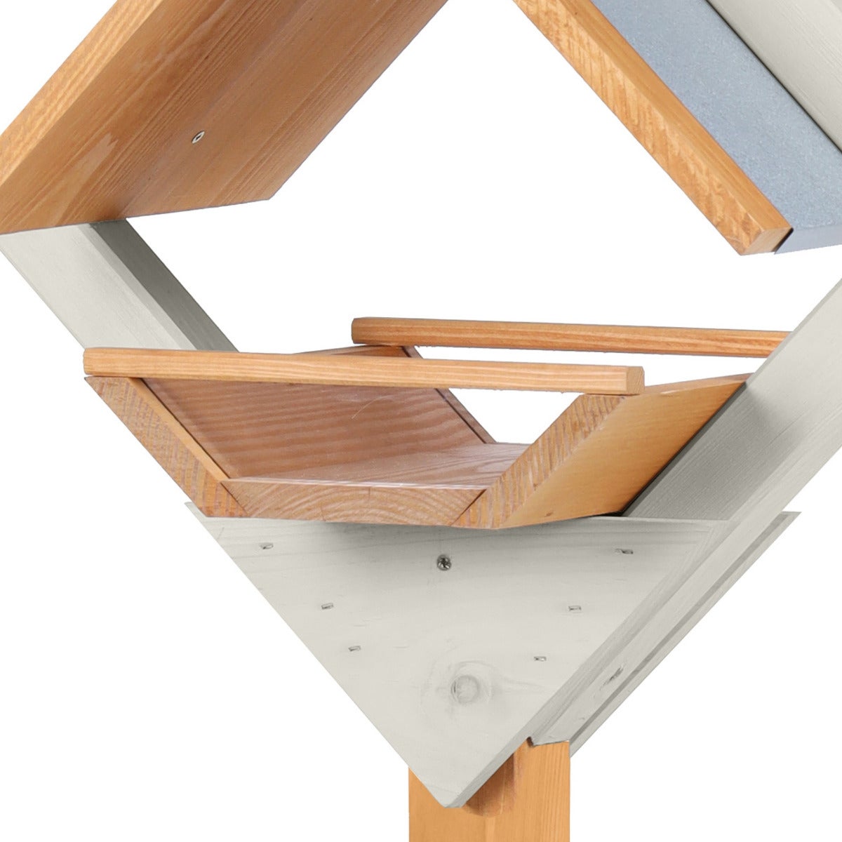 Vogelvoederhuis Op Paal Met Plexiglas en Zinken Dak - Ruit Design Eiken Kleur