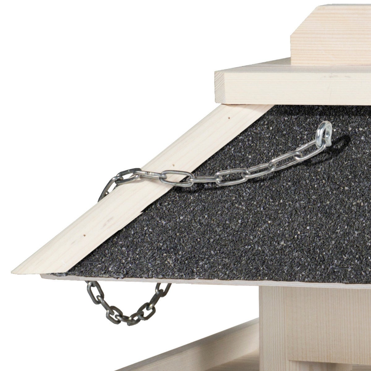 Vogelvoederhuis Hangend met Vierkant Zaadreservoir en Bitumen Dak – White Wash