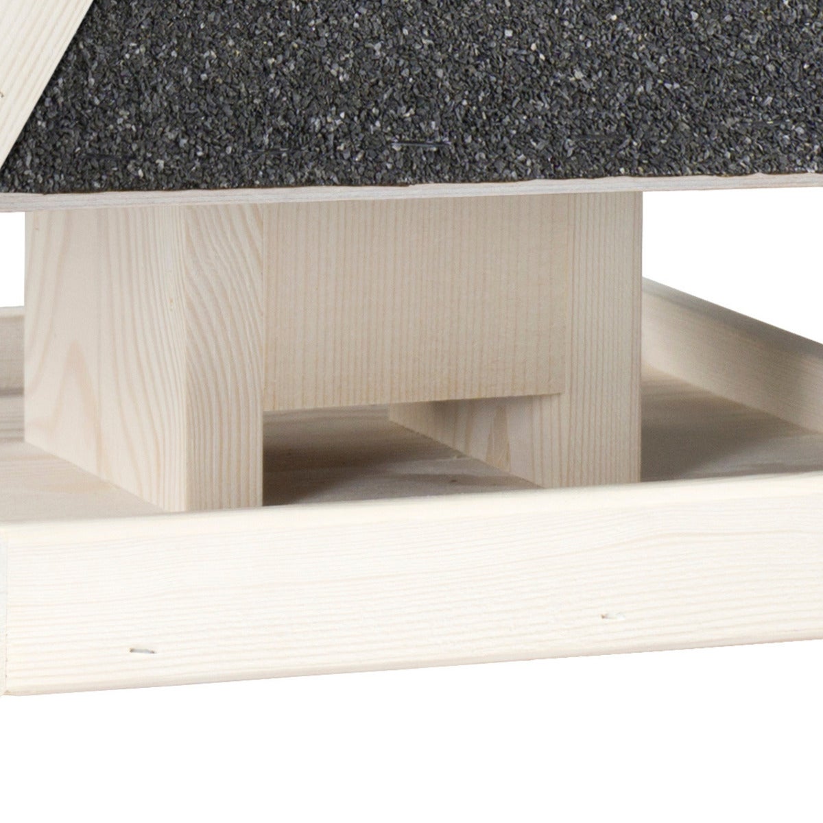 Vogelvoederhuis Hangend met Vierkant Zaadreservoir en Bitumen Dak – White Wash