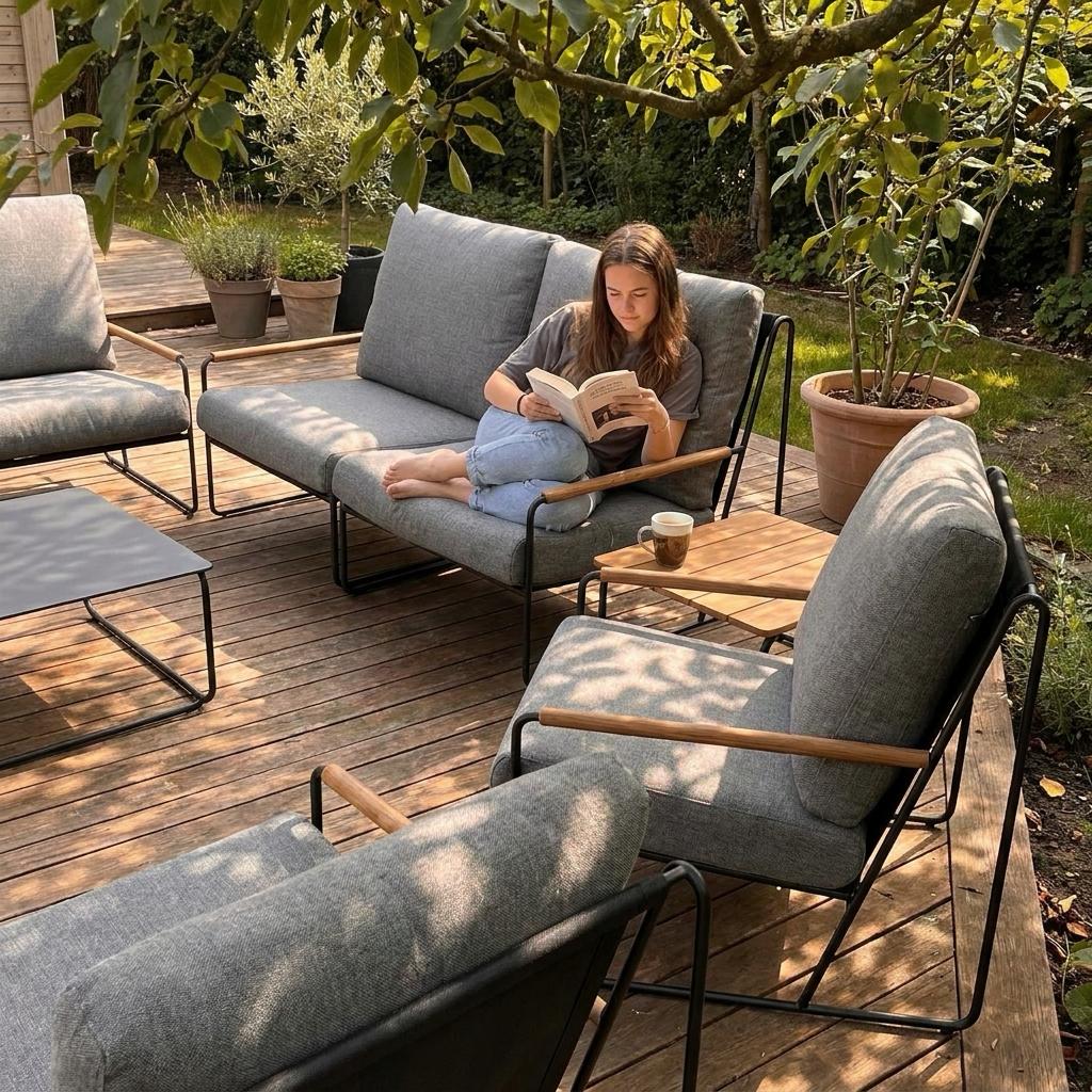 Portofino Loungeset Antraciet Teak Aluminium - 7-delige set