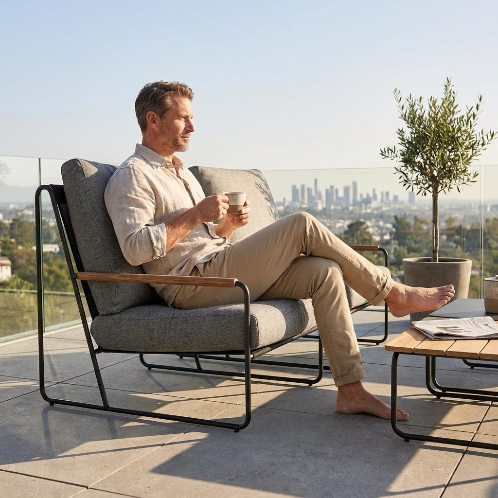 Portofino Loungeset Antraciet Teak Aluminium - 7-delige set