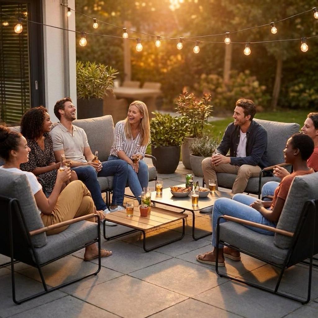 Portofino Loungeset Antraciet Teak Aluminium - 7-delige set