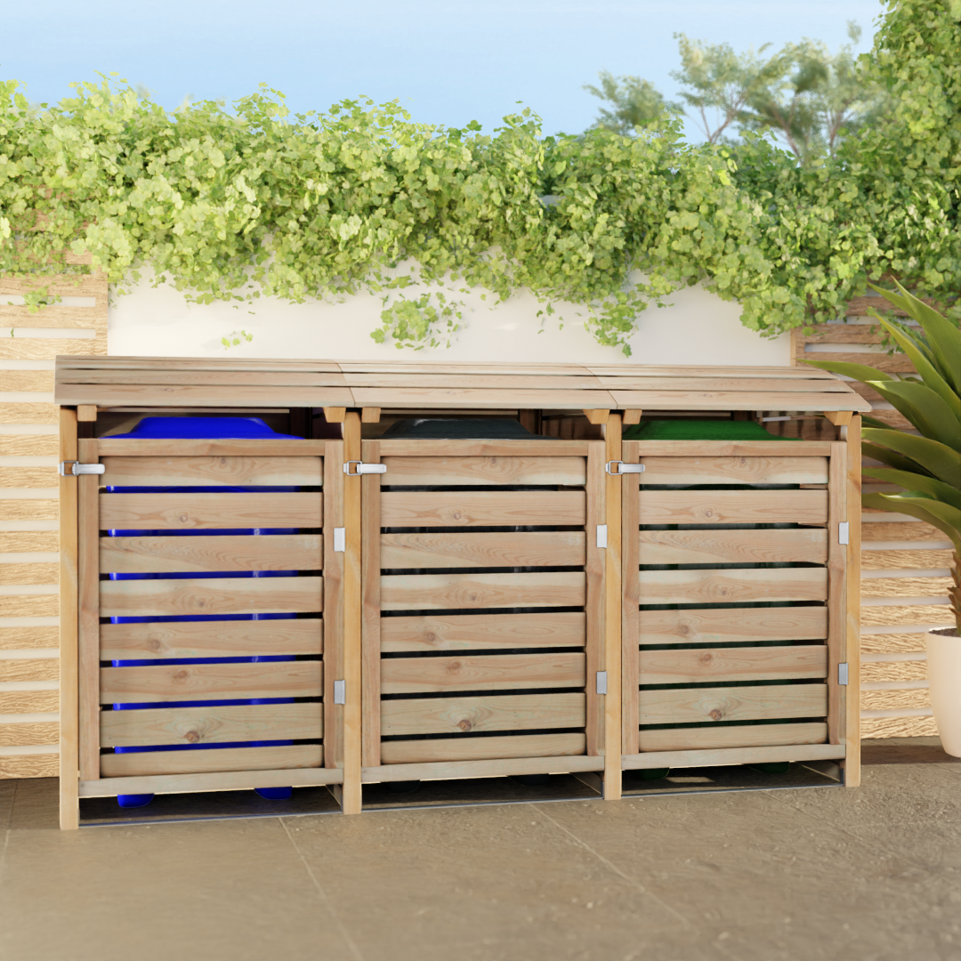 Containerombouw voor 3 kliko's - Kliko Ombouw - Geïmpregneerd Grenen